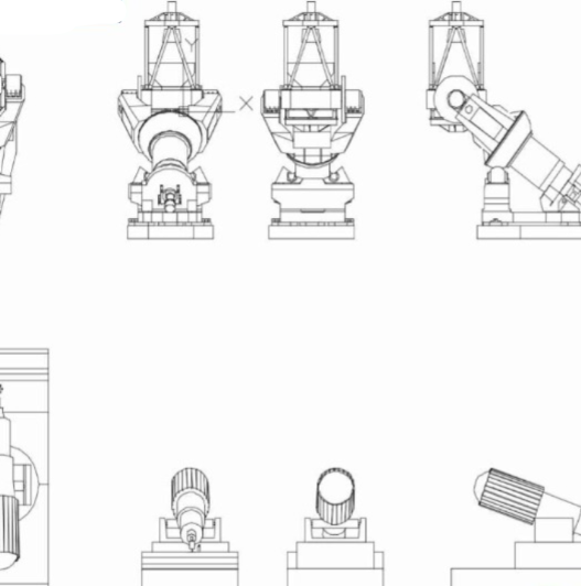 Bloque AutoCAD de telescopio astronómico con base y soporte para proyectos educativos, científicos y de diseño arquitectónico.
