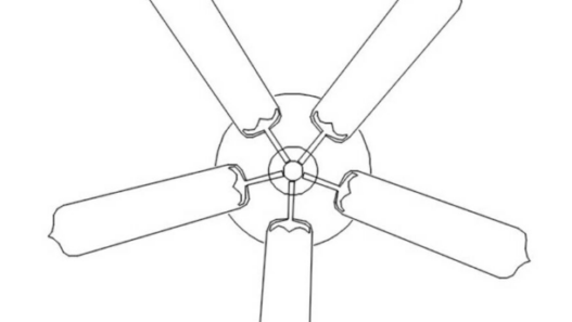 Bloque AutoCAD de ventilador de techo utilizado en proyectos de arquitectura residencial, diseño interior y ventilación de espacios.