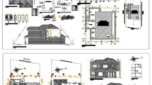 Casa de 2 plantas en AutoCAD con planos arquitectónicos, distribución de espacios y diseño residencial de dos niveles en formato DWG.