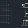Plano de restaurante en AutoCAD con distribución de mesas, cocina y áreas de servicio para proyectos comerciales en formato DWG.
