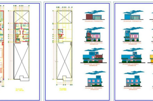 Proyecto de casa habitación en AutoCAD con planos arquitectónicos, distribución de espacios y diseño residencial completo en formato DWG.