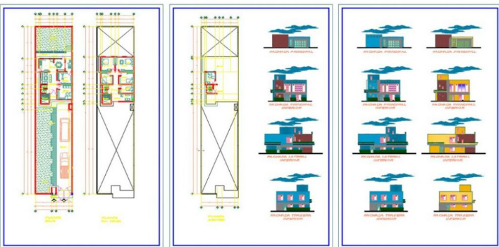 Proyecto de casa habitación en AutoCAD con planos arquitectónicos, distribución de espacios y diseño residencial completo en formato DWG.