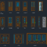 Puertas de madera en AutoCAD con diseños arquitectónicos, detalles constructivos y vistas en planta y alzado en formato DWG.