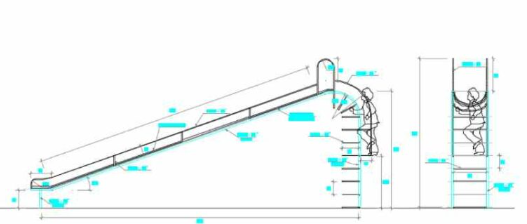 Tobogán en AutoCAD con diseño recreativo, estructura infantil y detalles para parques y áreas de juego en formato DWG.