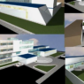 Clínica cardíaca 3D en AutoCAD con modelado arquitectónico, distribución hospitalaria y diseño médico en formato DWG.