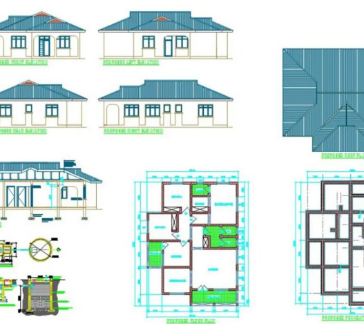 Plano de casa de tres dormitorios en AutoCAD con distribución de espacios y diseño residencial completo en formato DWG.