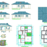 Plano de casa de tres dormitorios en AutoCAD con distribución de espacios y diseño residencial completo en formato DWG.